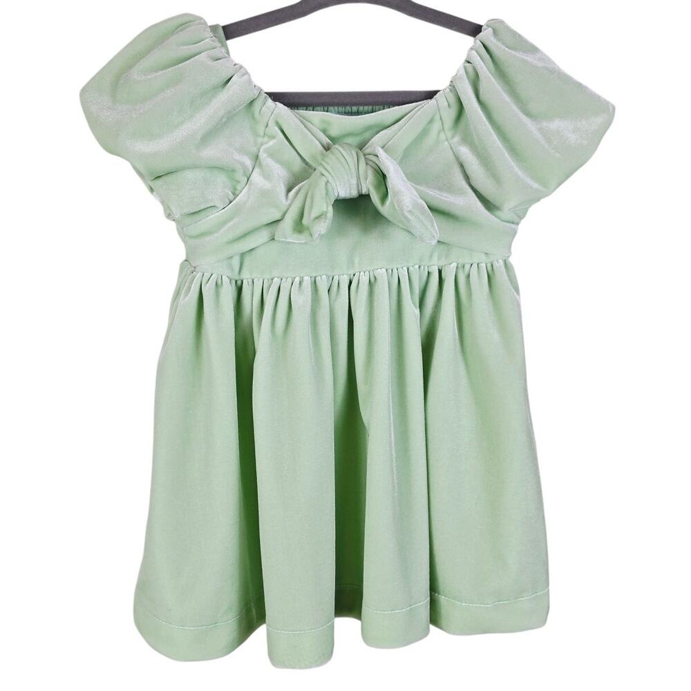 Habitual Kids Mint Green Girl Velvet Feel Puffy Sleeve Summer Dress 18M